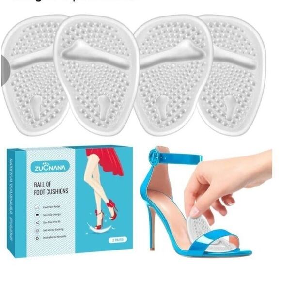 Ball of Foot Cushions (2 Pairs Gel Shoe Inserts), Heel Inserts for Women, Non Sl - Picture 1 of 6